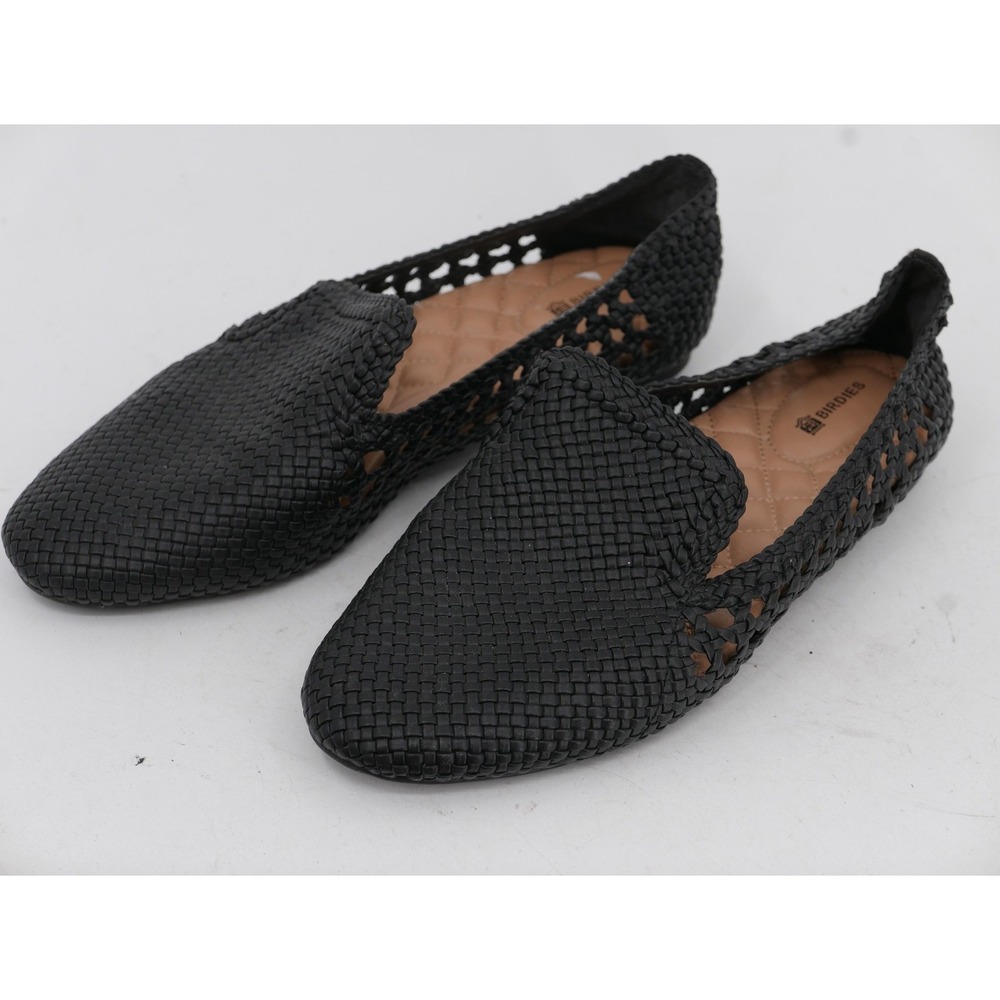 Birdies Shoes Black Woven Slip On Loafer Flats Quilted Cushion Womens Size 9.5